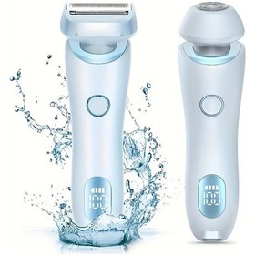 Resim Fochsia Kablosuz 2si1 Kadın Tüy Alma Makinesi Ve Trimmer Usb Şarjlı Mavi Bikini Bacak Yüz 