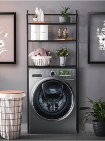 Resim Bye Concept More Metal Ayaklı 3 Raflı Banyo Rafı Çamaşır Makinesi Üstü Dekoratif Raf Askılık Organizer 