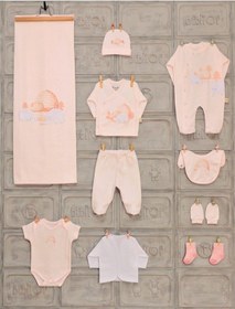 Resim %100 Pamuk Kutup Ayılı 10 Parça Zıbın Seti Açık Bej 