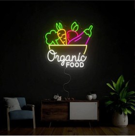 Resim Organic Food Yazılı Ve Şekilli Neon Tabela Çok Renkli 