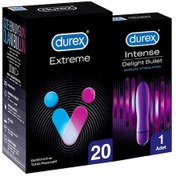 Resim Durex Extreme Geciktiricili ve Tırtıklı Prezervatif 20'li + Intense Delight Bullet Vibratör 1 Adet 