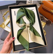Resim Irojeff Lüks Kadın İpek Şal - Moda Saten Başörtüsü Ve Saç Bandı Green 