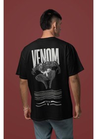 Resim Venom Sırt Baskılı Unisex Oversize Film Karakter Tişört Siyah 
