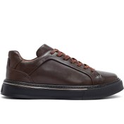 Resim Derimod Erkek Kahverengi Bağcıklı Kalın Tabanlı Deri Sneaker,Kışlık Spor Ayakkabı 25WFD685218 