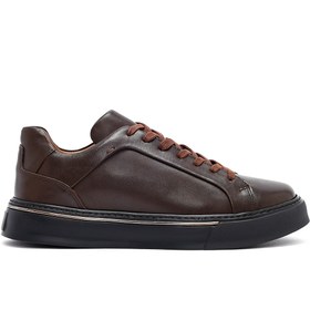 Resim Derimod Erkek Kahverengi Bağcıklı Kalın Tabanlı Deri Sneaker,Kışlık Spor Ayakkabı 25WFD685218 