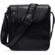 Resim Men's Black Long Strap Leather Messenger Bag Derimod