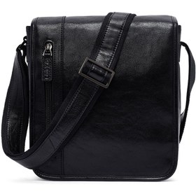 Resim Men's Black Long Strap Leather Messenger Bag 