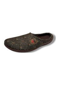 Resim Gezer 16437-26 Çizgili Kare Desenli Termal Erkek Ev Terlik Kahverengi 