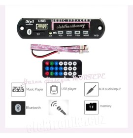 Resim Özgürce Bluetooth Oto Teyp Dönüştürücü Aux USB Sd Mikrofonlu Modül 