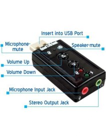 Resim Koodmax 7.1 USB Ses Kartı Harici USB Sound Kart Virtual 3D Çevirici 