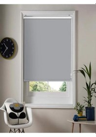 Resim Ithal Kalın Açık Gri Zebra Stor Güneşlik Perde Etek Dilimsiz Alüminmyumkasa Gri 