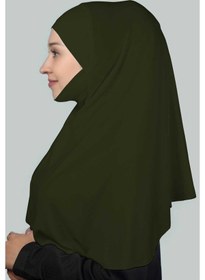 Resim Altobeh Hazır Türban Peçeli Pratik Eşarp Tesettür Nikaplı Hijab - Namaz Örtüsü Sufle (XL) - Haki 