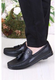Resim Pierre Cardin 25101 Siyah Hakiki Deri Erkek Babet Loafer Erkek Ayakkabı 