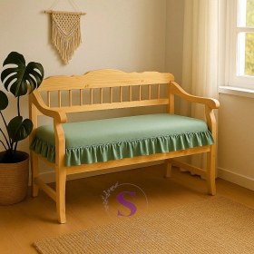 Resim El Yapımı Buldan Yıkanmıs Keten 4 Tarafı Fırfırlı Minti Yeşili Bank Minderi 110x50x5cm Yeşil 