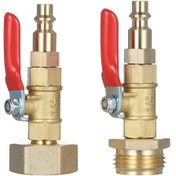 Resim 2 Adet Pirinç Kışa Hazırlık Üfleme Adaptörü, Vana İle 1/4'' Erkek Hızlı Fiş & 3/4'' Dişi Bahçe Hortumu Dişlisi 