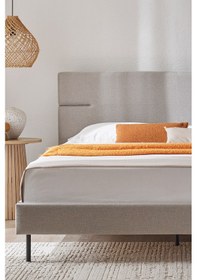 Resim Puffy Baseup Başlıklı Karyola - Taş, 160x200 Cm 