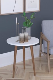 Resim Remaks Barcelona Fiskos Çay Sehpası Yan Sehpa Servis Sehpası Saksılık - Beyaz 