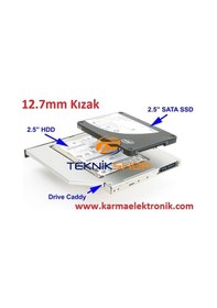 Resim Hp uyumlu DVD-SSD Çevirici Adaptör Kızak 12.5mm Kalın Versiyon 