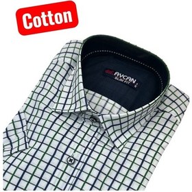 Resim Slim Fit Ekose Pamuklu Kısa Kollu Cepsiz Gömlek Slim Fit Kalıp Beyaz 