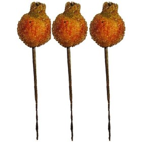 Resim Yapay Meyve 3'lü Şekerli Turuncu Nar Süsü Çok Renkli 