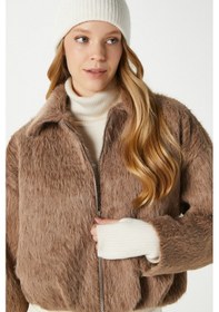 Resim Kadın Oscar Suni Kürk Antrasit Bomber Ceket Taba 