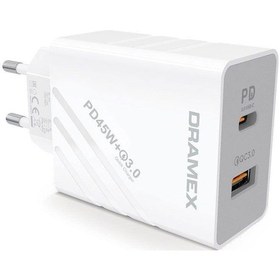 Resim Dramex Dpq45b Platınum Usb+type-c Dual Port Pd 45w Süper Hızlı Şarj Adaptörü 