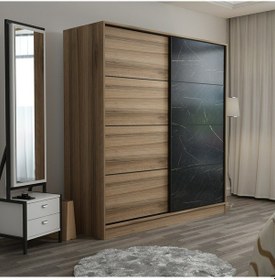 Resim Minar Kale 2 Kapaklı Sürgülü Dolap 180 Cm - Dore/royal Mermer 190cm 