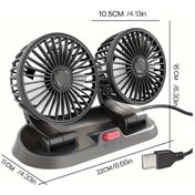 Resim Motion003 Çift Başlıklı Usb Araba Fanı Siyah 2 Hız Ayarlanabilir Soğutma Dönebilen Tasarım 5v Usb Güçlü Araç Fanı Çift Farlar Sağlam Montaj Tabanı 