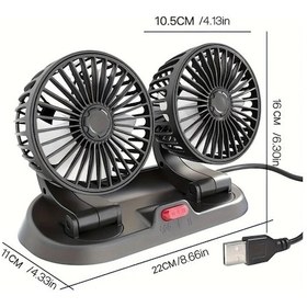 Resim Motion003 Çift Başlıklı Usb Araba Fanı Siyah 2 Hız Ayarlanabilir Soğutma Dönebilen Tasarım 5v Usb Güçlü Araç Fanı Çift Farlar Sağlam Montaj Tabanı 