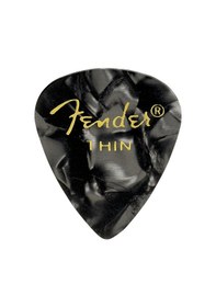 Resim Fender 1980351743 Premium Celluloid 351 Shape Thin Gitar Penası Black Moto Siyah İnci Desen İnce Kalınlık Ve Parlak Akustik Ton 12'li 