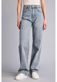 Resim Defacto 90s Wide Leg Yüksek Bel Uzun Jean Yıkamalı Pantolon G1404ax25wnnm28 Mavi-nm28 