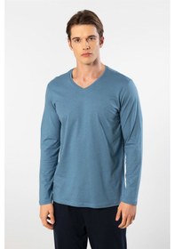 Resim Cacharel Erkek Uzun Kollu Modal Pijama Takımı 2237/indigo İndigo 