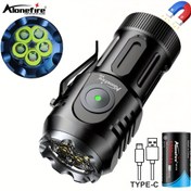 Resim 1 Paket AloneFire X65 Ultra-Kompakt El Feneri, 5X XP-G LED'li, 1000 Lümen Süper Parlak, USB-C Şarj Edilebilir, Manyetik Taban & Klips, 8 Mod (Strobe, SOS, Turbo Dahil), Alüminyum Alaşım Gövde - Kamp, Acil Durum, Ev, Profesyonel Kullanım İçin - USB-C Kablosu ve 18350 Pil Dahil (USB-C Cihazlarla Uyumlu), Şarj Edilebilir El Feneri, Kamp Temelleri, Acil Işık, Zarif Taşınabilir Işık, Yüksek Performanslı Aydınlatma 