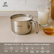 Resim Amboss Long Derin Paslanmaz Çelik Tüm Ocaklara Uygun Tencere, Sütlük,Sosluk Cezve - 14 cm 