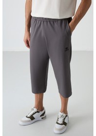 Resim Tommylife Koyu Gri Pamuklu Yumuşak Dokulu Standart Fit Nakışlı Erkek Kapri - 83102 Koyu Gri 