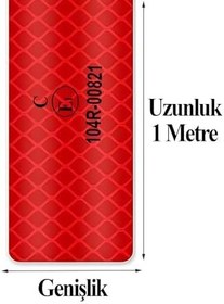 Resim Badem10 Tüvtürk Onaylı Bant Kırmızı 1 Metre 5 cm Belgeli Reflektörlü Reflektif Fosforlu Şerit Bant İkaz Bandı 