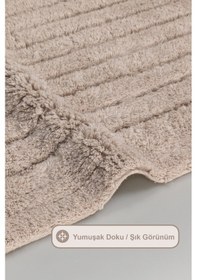 Resim Elart Luin Banyo Halısı Paspas Takımı Pamuklu 2 Adet 60x100 Cm Bej Bej 