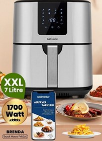 Resim Goldmaster Brenda GM-7484 7 L Inox Geniş Hazneli XXL Dokunmatik 8 Ön Ayarlı Airfryer Sıcak Hava Fritözü 