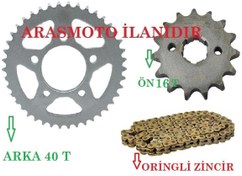 Resim Drift L 125 Performans Hız Zincir Dişli Seti Oringli Gold Zincir ARKA 40 Dişli - ÖN 16 Dişli 