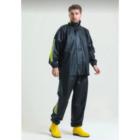 Resim ModaSize Unisex Tam Kalıp Motorcu Kurye Su Gecirmez Yağmurluk Takım - Siyah 
