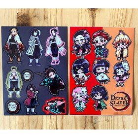 Resim icase Demon Slayer Anime Tanjiro Nezuko Rengoku Obanai Tomioka Giyuu Gyomei Sticker Çıkartma Set 2'li 