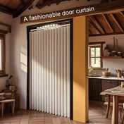 Resim Boho Şık Katlanabilir Kapı Perdesi - Rüzgar Geçirmez, Makinede Yıkanabilir Polyester Karışımı, Dalgalı Kenar, Elmas Deseni, Kolay Bakım, Astarlı Değil, Mutfak, Oturma Odası, Yatak Odası ve Daha Fazlası için Pastoral Romantizm Temalı, Bohem Ev Dekoru 
