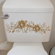 Resim 1 adet, Yaratıcı Çiçek, Çıkarılabilir Su Geçirmez PVC Etiket, Tuvalet Kapağı, Tuvalet Tankı, Banyo Dekorasyonu için Uygun, 18.8 * 38.86 cm 