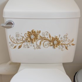 Resim 1 adet, Yaratıcı Çiçek, Çıkarılabilir Su Geçirmez PVC Etiket, Tuvalet Kapağı, Tuvalet Tankı, Banyo Dekorasyonu için Uygun, 18.8 * 38.86 cm 