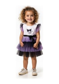 Resim Miniko Kids Kız Çocuk Kuromi Modelli Tül Tütü Etekli Elbise Lila 