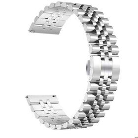 Resim Samsung Galaxy Watch Active 2 44mm 20mm Uyumlu Kordon Paslanmaz Çelik Rolex Metal KRD-36 Kayış Gümüş 