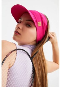 Resim Kadın Uv Korumalı Katlanabilir Üstü Açık Yumuşak Siperli Pamuklu Penye Tenis Vizör Şapka - Tek Ebat / Fuşya Fuşya 