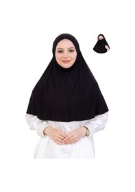 Resim Modish Group Hazır Başörtüsü Pratik İslami Giyim Penye Peçeli Türban Namaz İçin Yumuşak Eşarp Siyah 