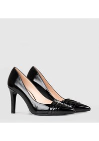 Resim Cabani Rugan Hakiki Deri Siyah Kadın İnce Topuklu Stiletto-siyah Siyah 