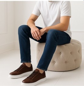 Resim Growish Gre0065-7 Hakiki Deri Yüksek Beyaz Eva Taban Koku Yapmaz Kahverengi Sneakers Ayakkabı Kahverengi 